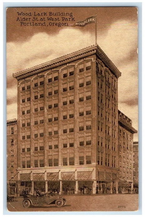 c1930's Wood Lark Building Alder St. At West Park Portland Oregon OR Postcard