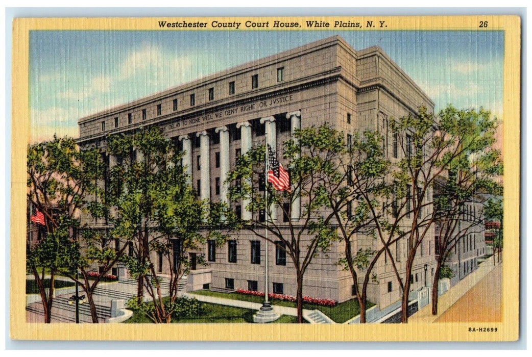 1940 Front View Westchester County Court House White Plains New York NY Postcard