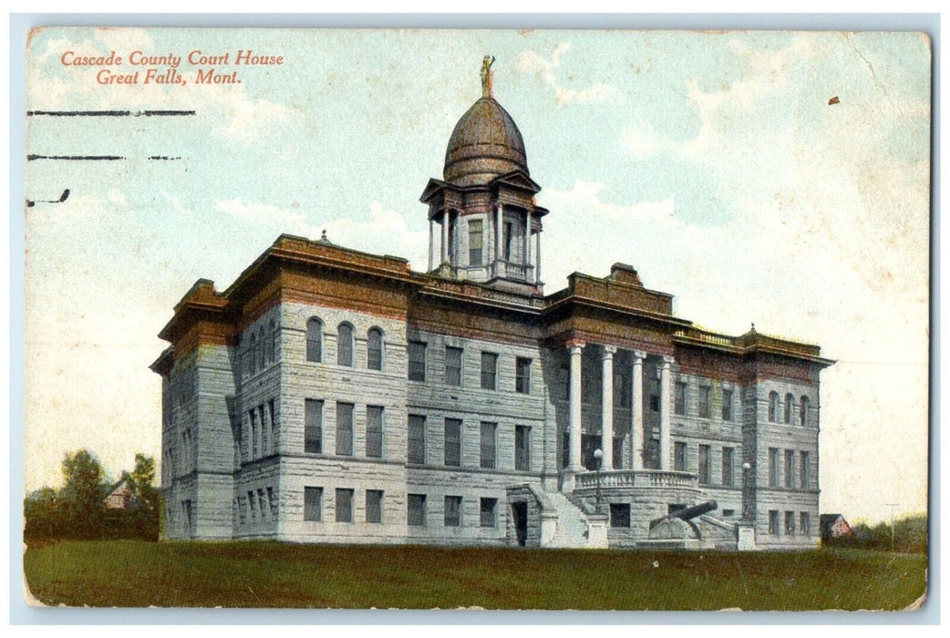 1911 Exterior Cascade County Court House Building Great Falls Montana Postcard