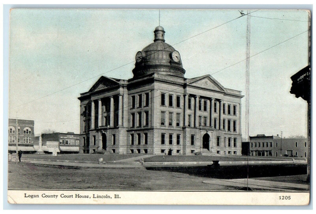 1910 Roadside View Logan County Court House Lincoln Illinois IL Vintage Postcard