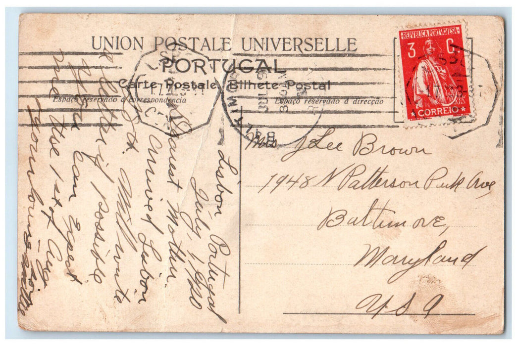 c1910 View of Águas Livres Aqueduct Lisbon Portugal Antique Posted Postcard