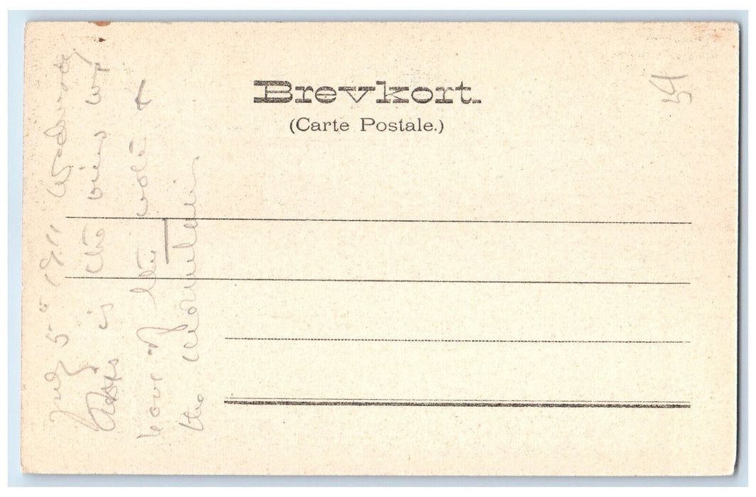 c1940's View of Mountains Rivers Steamship Sailing in Molde Norway Postcard