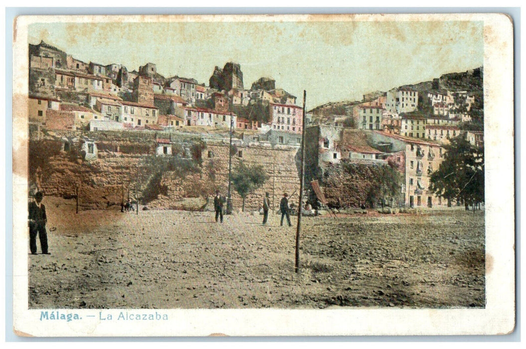 c1905 Inclined View of Houses The Fortress Malaga Spain Unposted Postcard