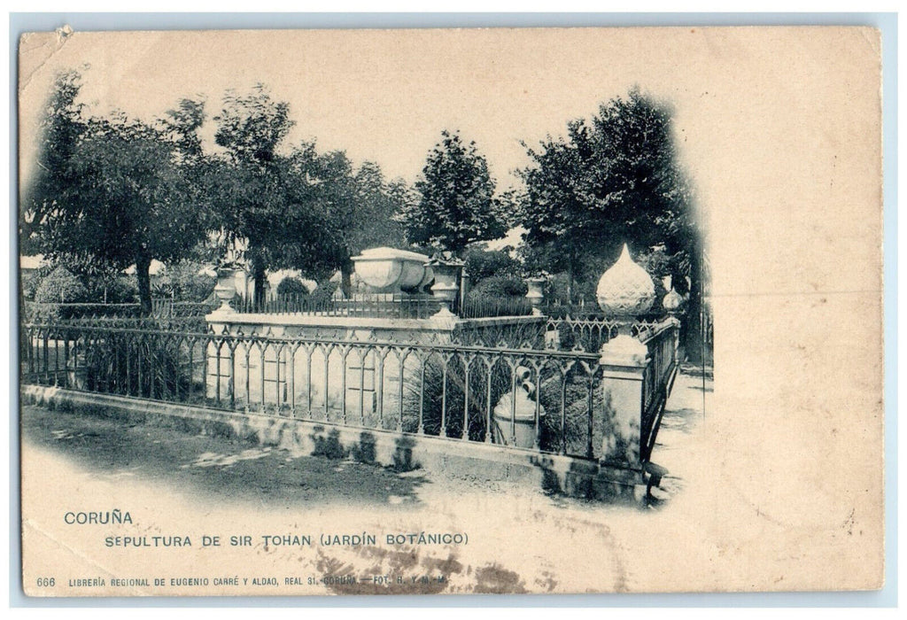 1901 Burial of Sir Tohan (Botanical Gardens) Coruna Spain Antique Postcard