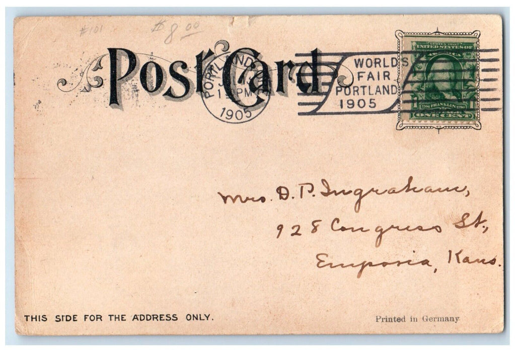 1905 Scenic View City Portland Mt Hood Worlds Fair Portland Oregon OR Postcard