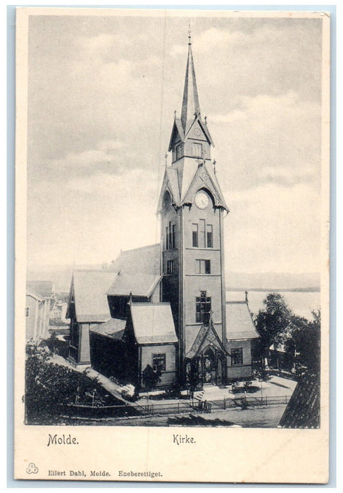 c1905 Chuch Entrance View at Molde Norway Unposted Antique Postcard