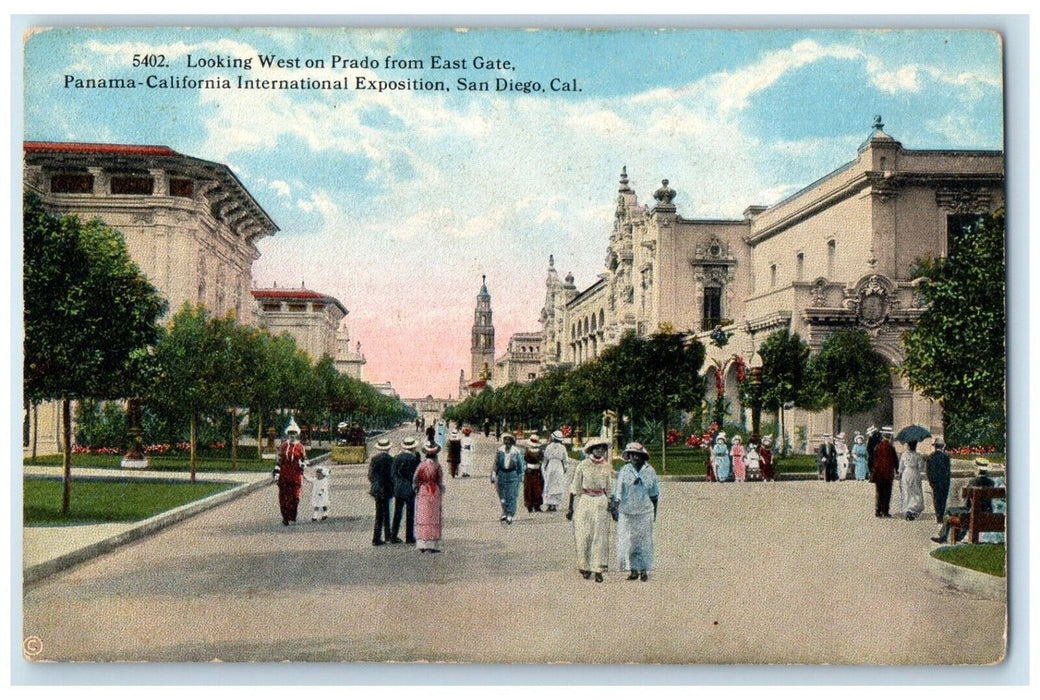 1910 West Prado East Gate Panama California International Exposition CA Postcard