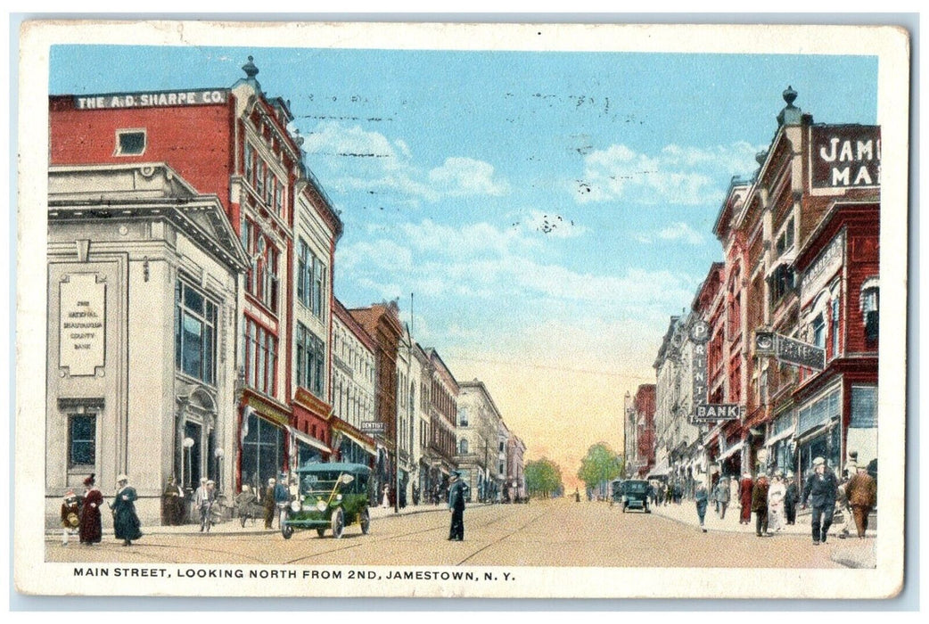 1916 Main Street Looking North 2nd Exterior Building Jamestown New York Postcard