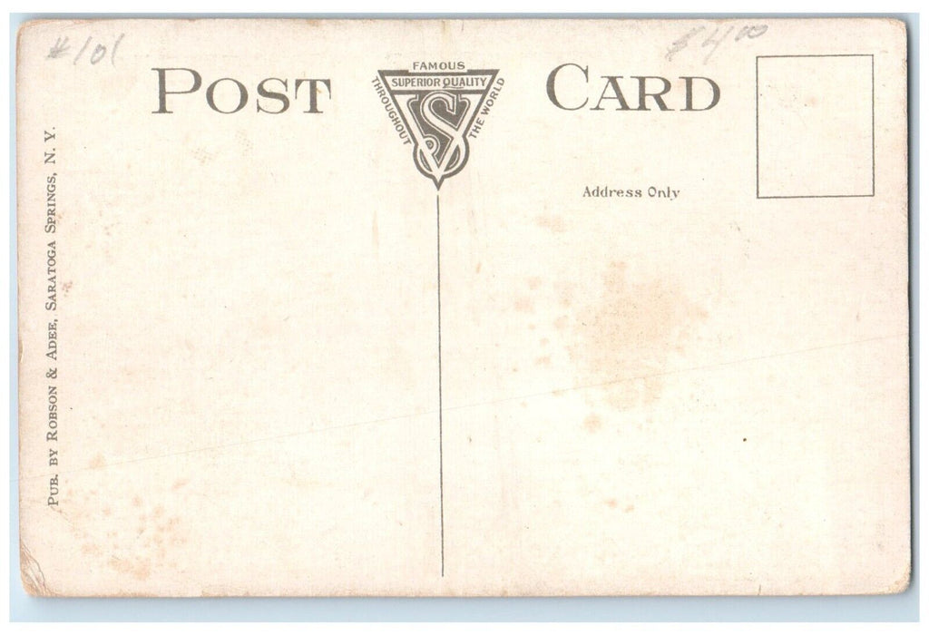 c1920 Scenic View City Park Bench Crowd Trees Saratoga Springs New York Postcard