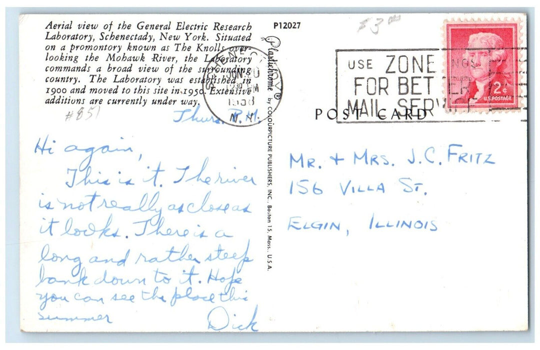 1958 Aerial View General Electric Research Laboratory Schenectady NY Postcard