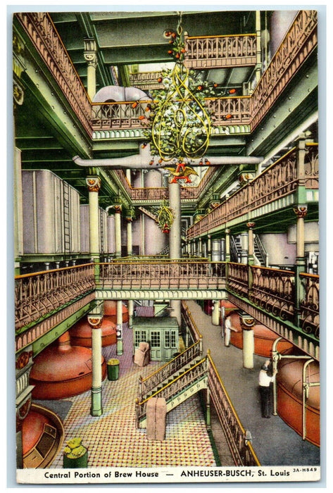 Budweiser Anheuser Busch Central Portion Of Brew House St. Louis MO Postcard