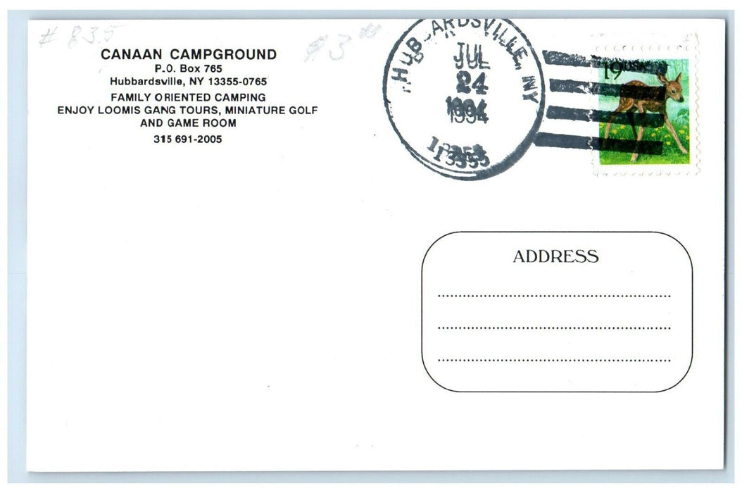 1994 Exterior View Canaan Campground Camping Hubbardsville New York NY Postcard
