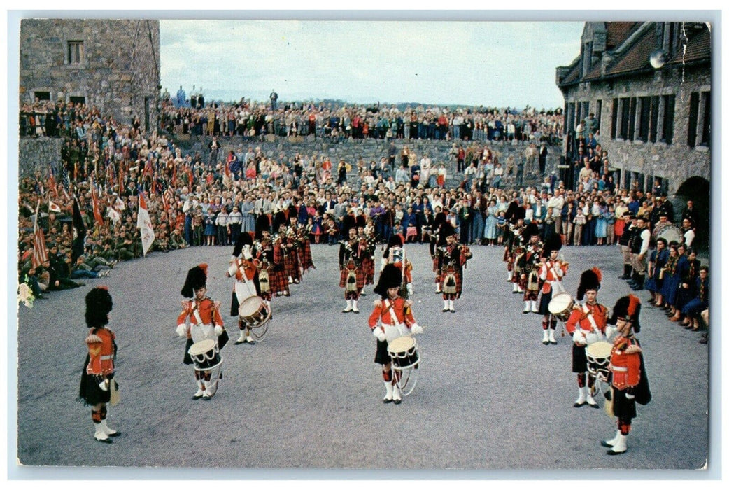 c1960 Black Watch Pipes Drums Canada Drilling Fort Ticonderoga New York Postcard