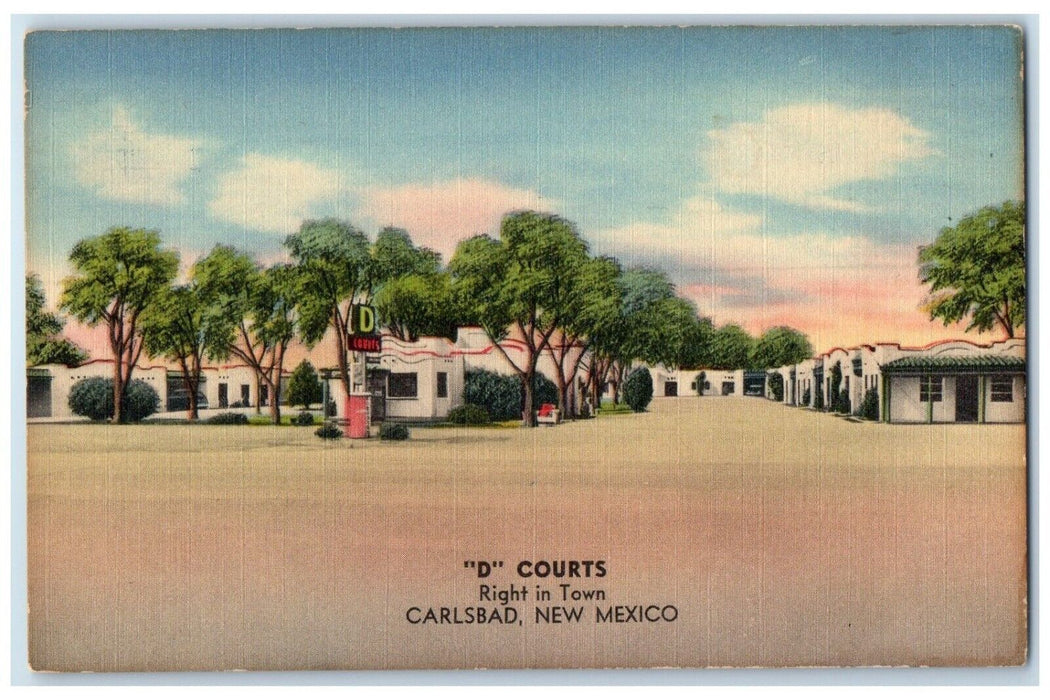 1966 D Courts Motel Roadside Carlsbad New Mexico NM, Big Spring TX Postcard