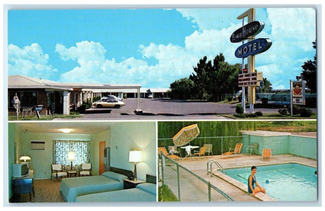 c1950's Town House Motel Las Cruses New Mexico NM Multiview Vintage Postcard