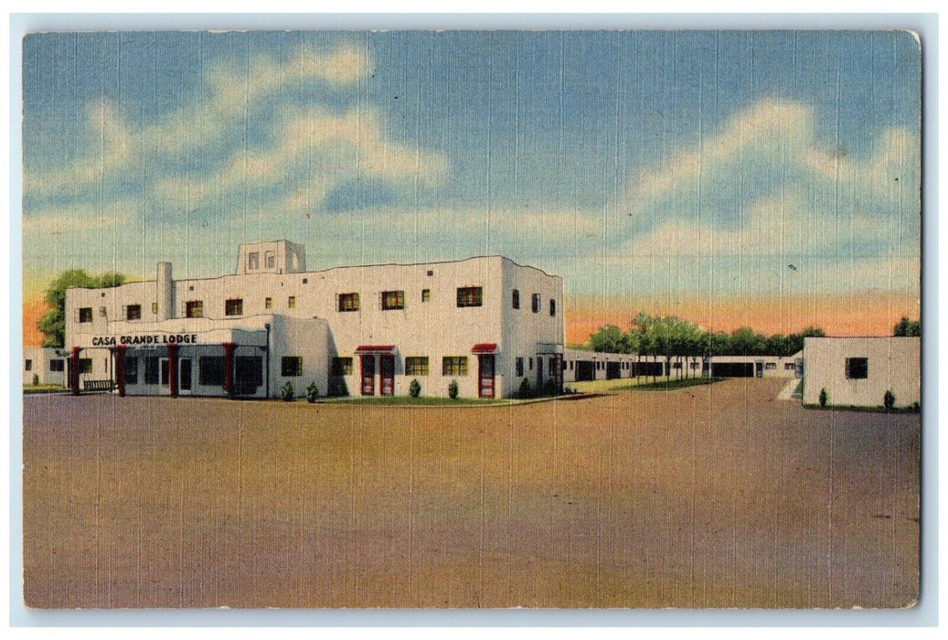 Casa Grande Lodge Scene Street Albuquerque New Mexico NM Vintage Postcard