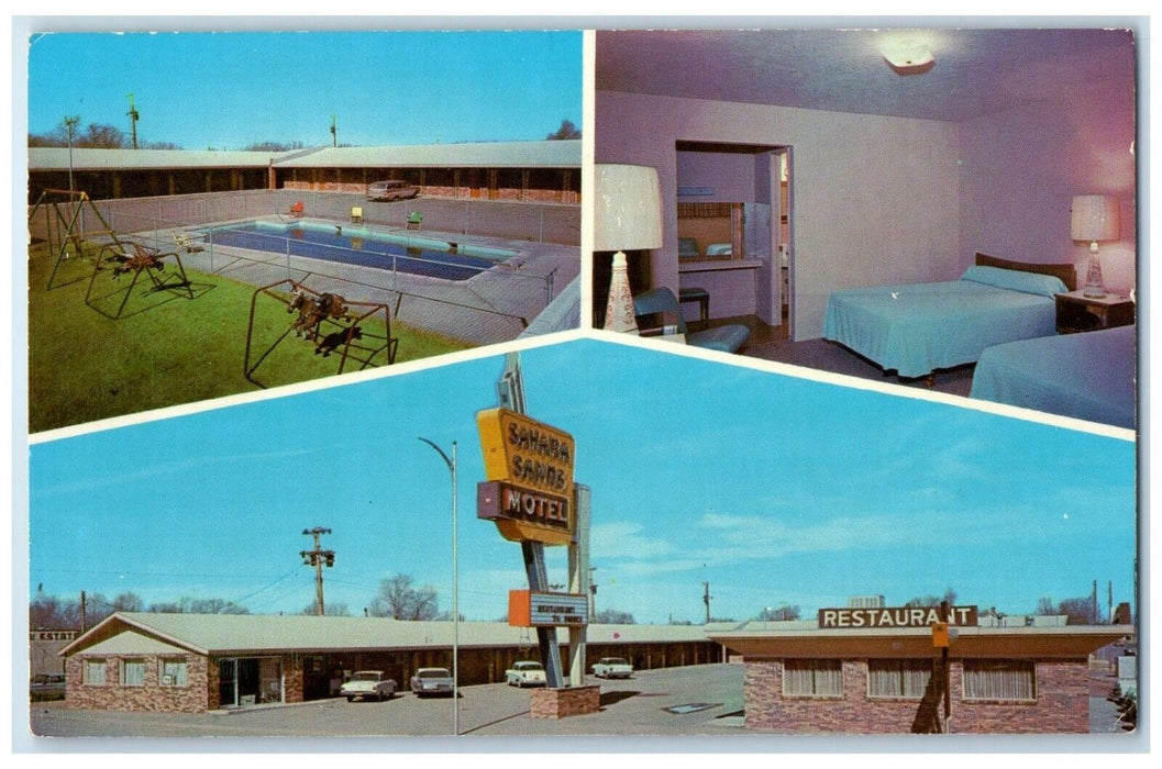 c1960's Sahara Sands Motel Tucumcari New Mexico NM Multiview Vintage Postcard