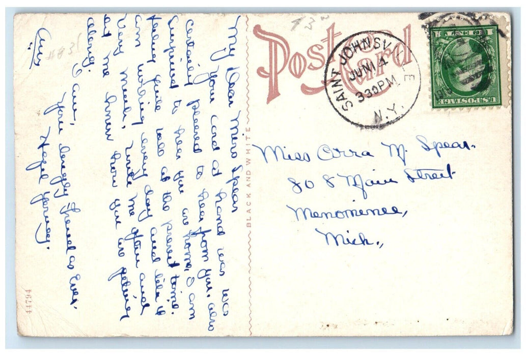 1916 Exterior View Public Library St Johnsville New York Posted Antique Postcard
