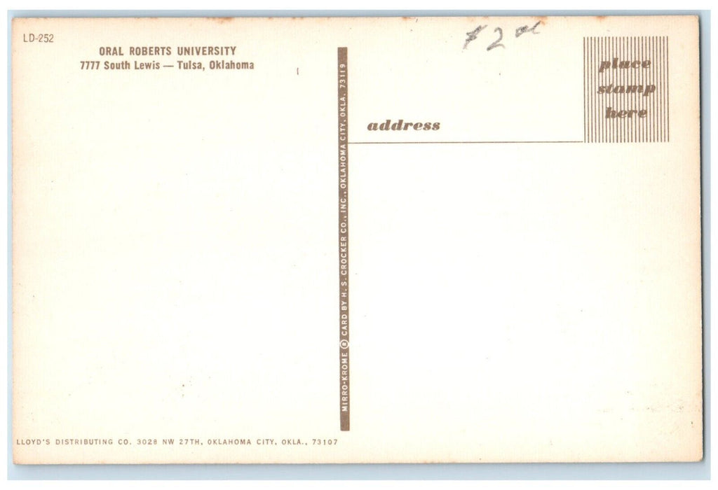 c1960 Exterior View Oral Roberts University Building Tulsa Oklahoma OK Postcard