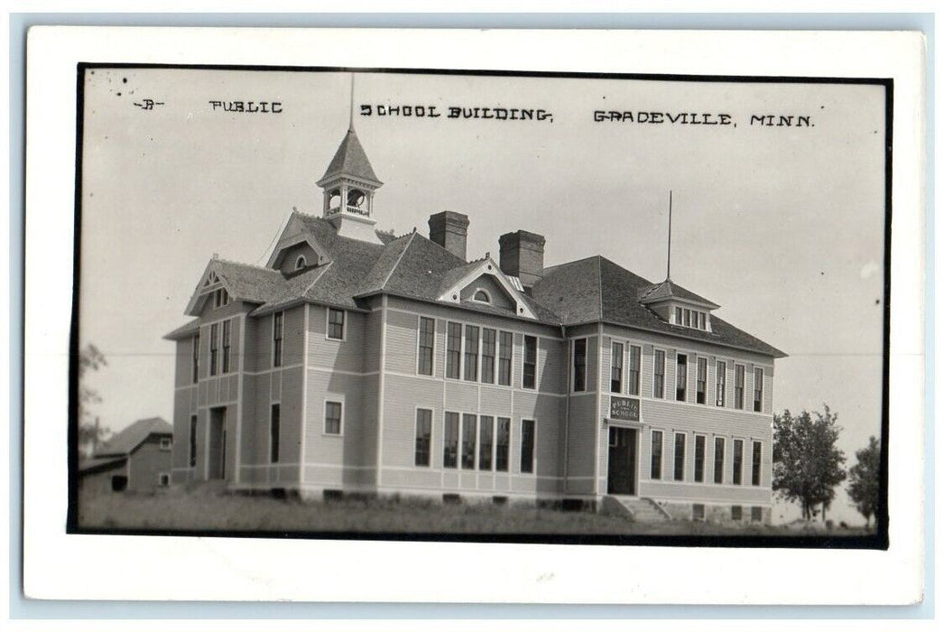 1920 Public School Building View Graceville Minnesota MN RPPC Photo Postcard