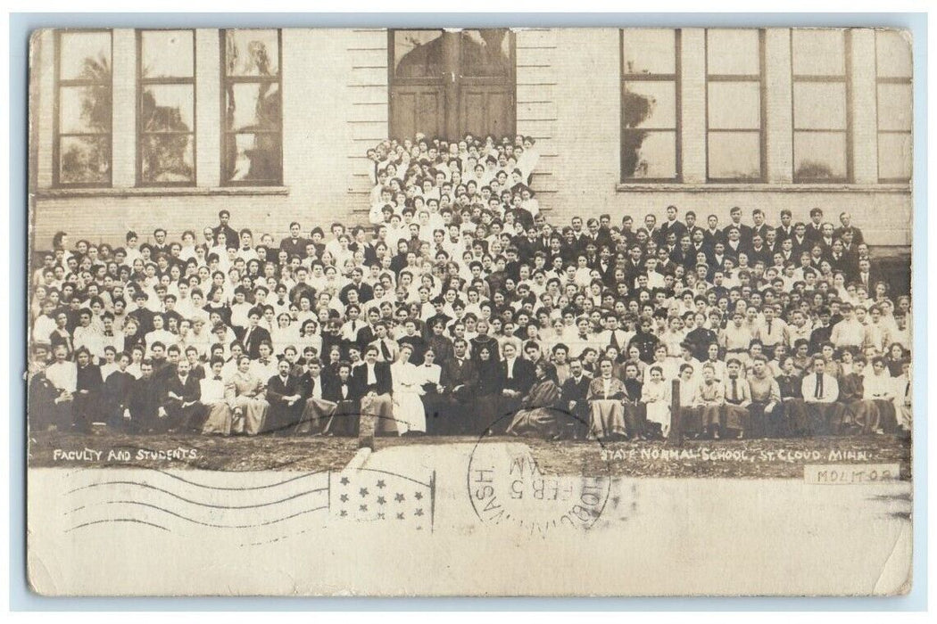 1909 State Normal School Faculty Students St. Cloud MN RPPC Photo Postcard
