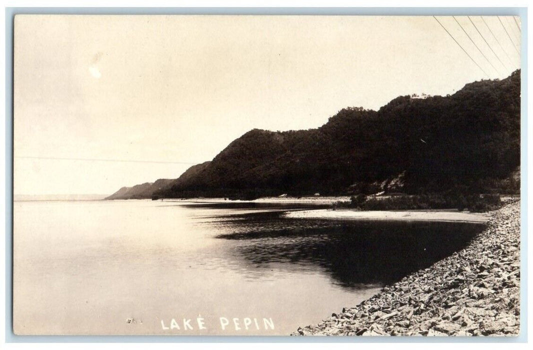 c1918 Lake Pepin Shoreline View Wisconsin WI Minnesota MN RPPC Photo Postcard