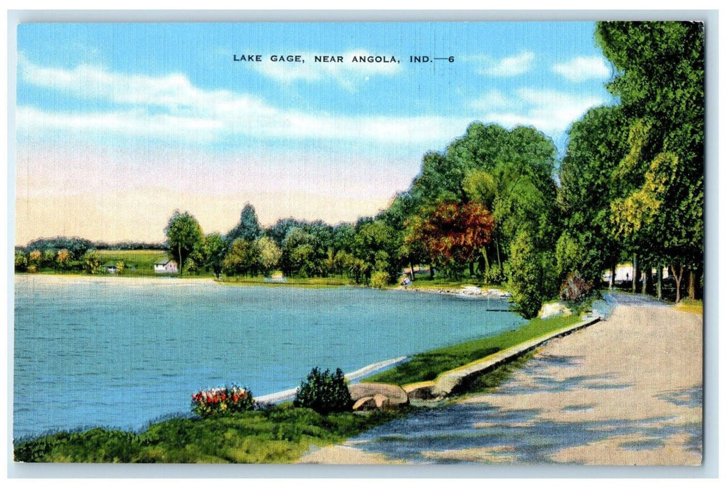 c1930's View Of Lake Gage Near Angola Indiana IN Unposted Vintage Postcard