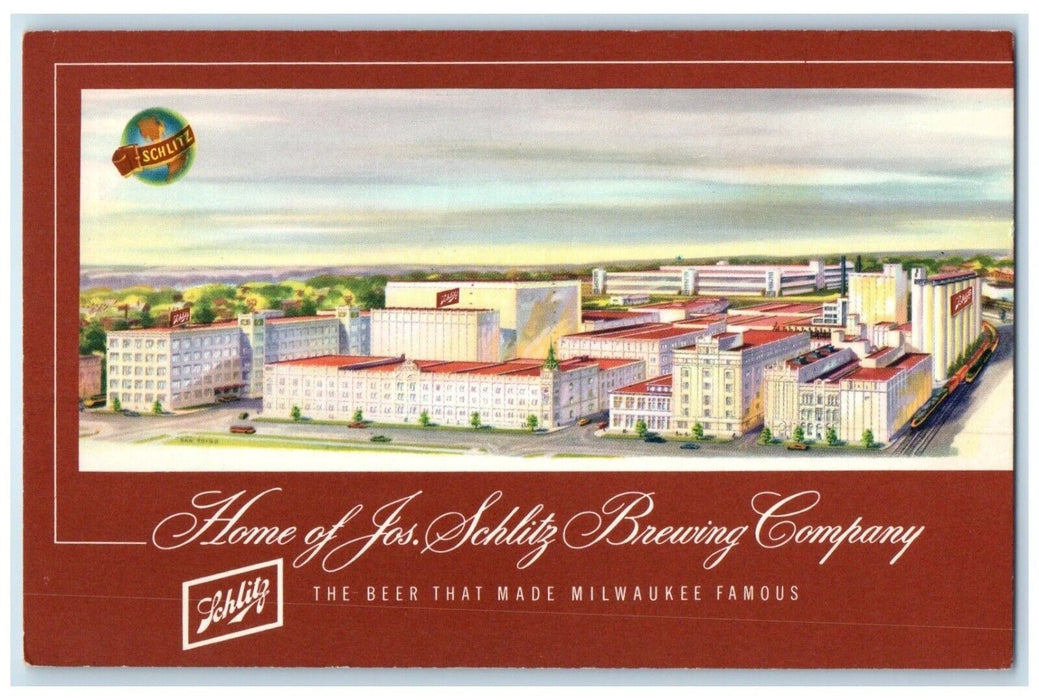 1962 Home Of Schlitz Brewing Company Beer Milwaukee Wisconsin WI Postcard