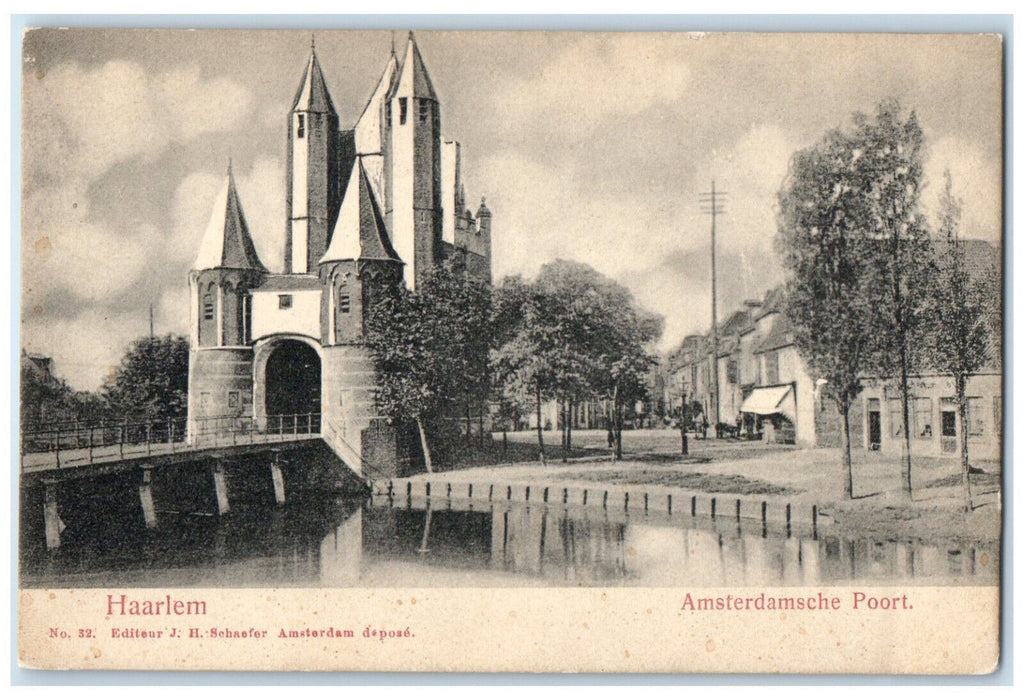c1905 Castle Arch Amsterdamsche Poort Haarlem Netherlands Antique Postcard