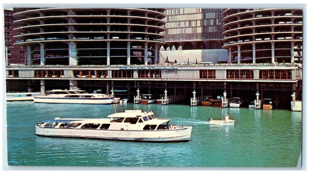 1972 Boat Easy Living On The Chicago River Chicago Illinois IL Vintage Postcard