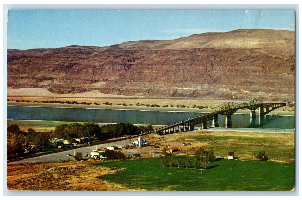 c1950's Bird's Eye View Of Vantage Bridge At Vantage Washington WA Postcard