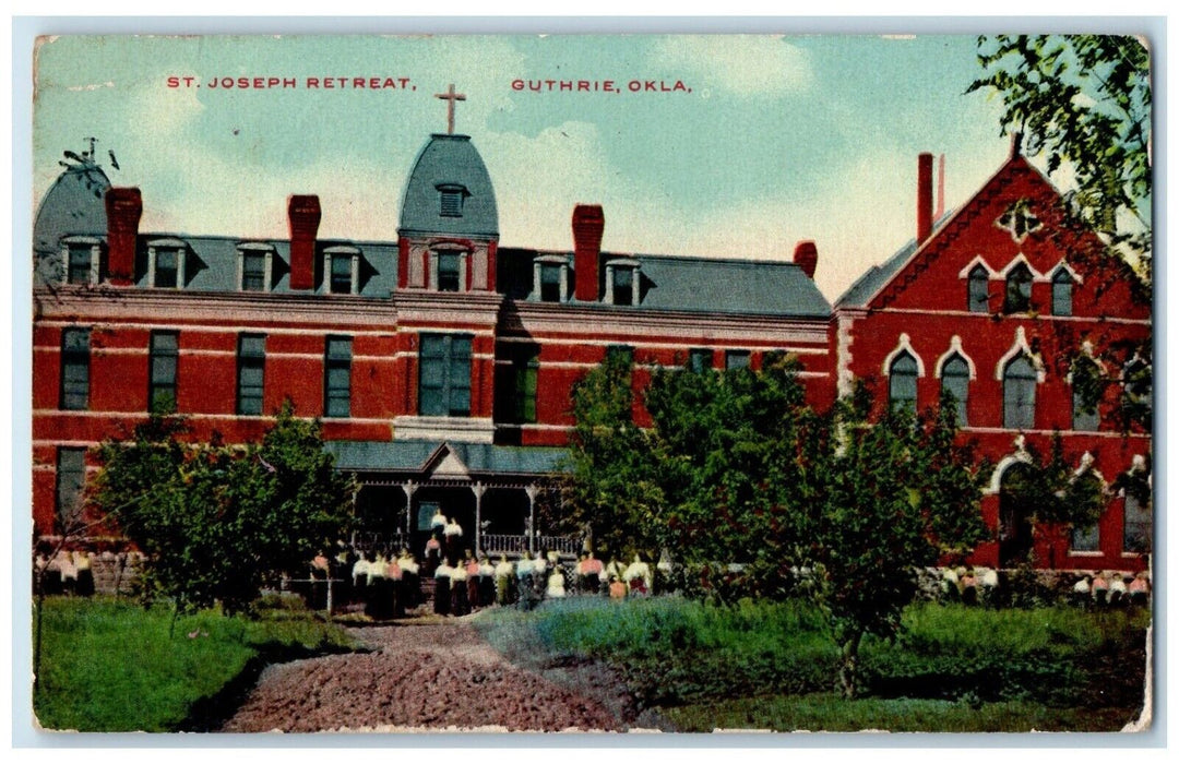 c1909 Exterior View St Joseph Retreat Building Guthrie Oklahoma Antique Postcard