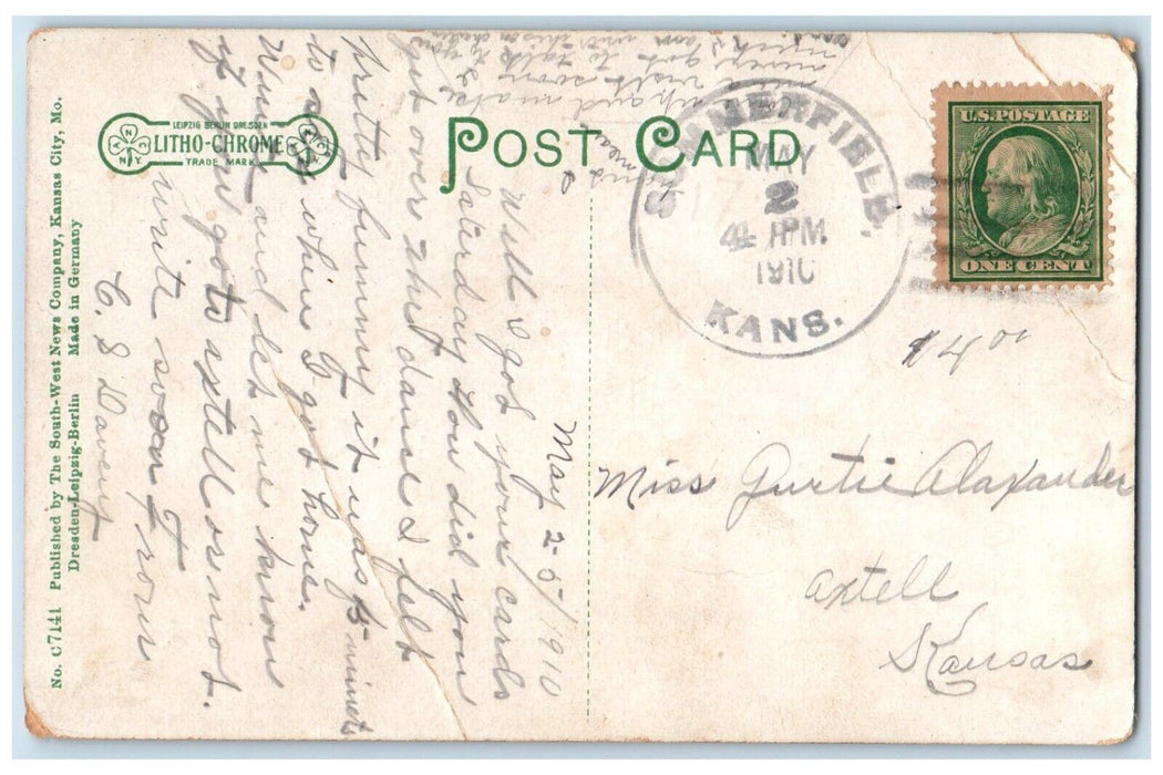 c1910 Main Street Looking South Horse Carriage Kingfisher Oklahoma OK Postcard
