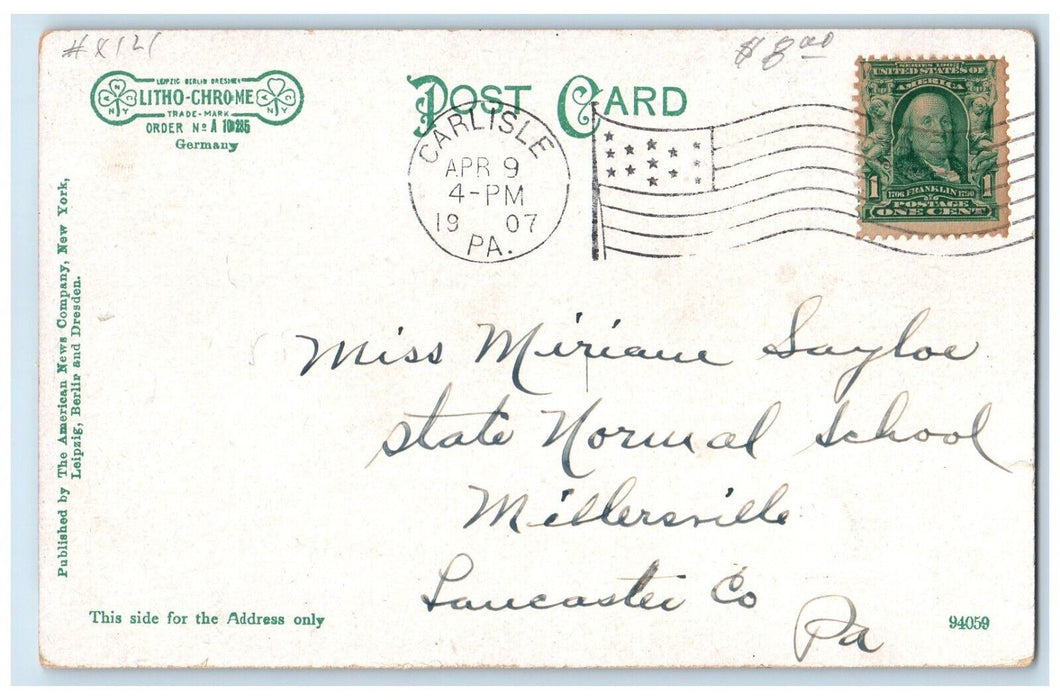1907 Exterior View Girls Quarters Indian School Carlisle Pennsylvania Postcard