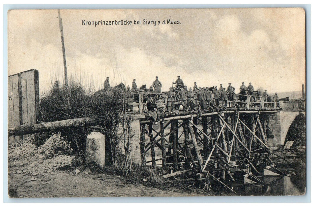 c1910 Crown Prince Bridge near Sivry a.d. Maas Berlin Germany WW1 Postcard