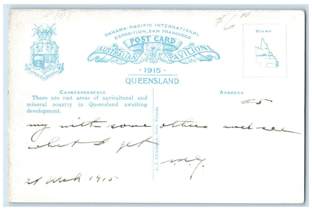 1915 East St. Rockhampton (Post Office) Australia Posted Antique Postcard