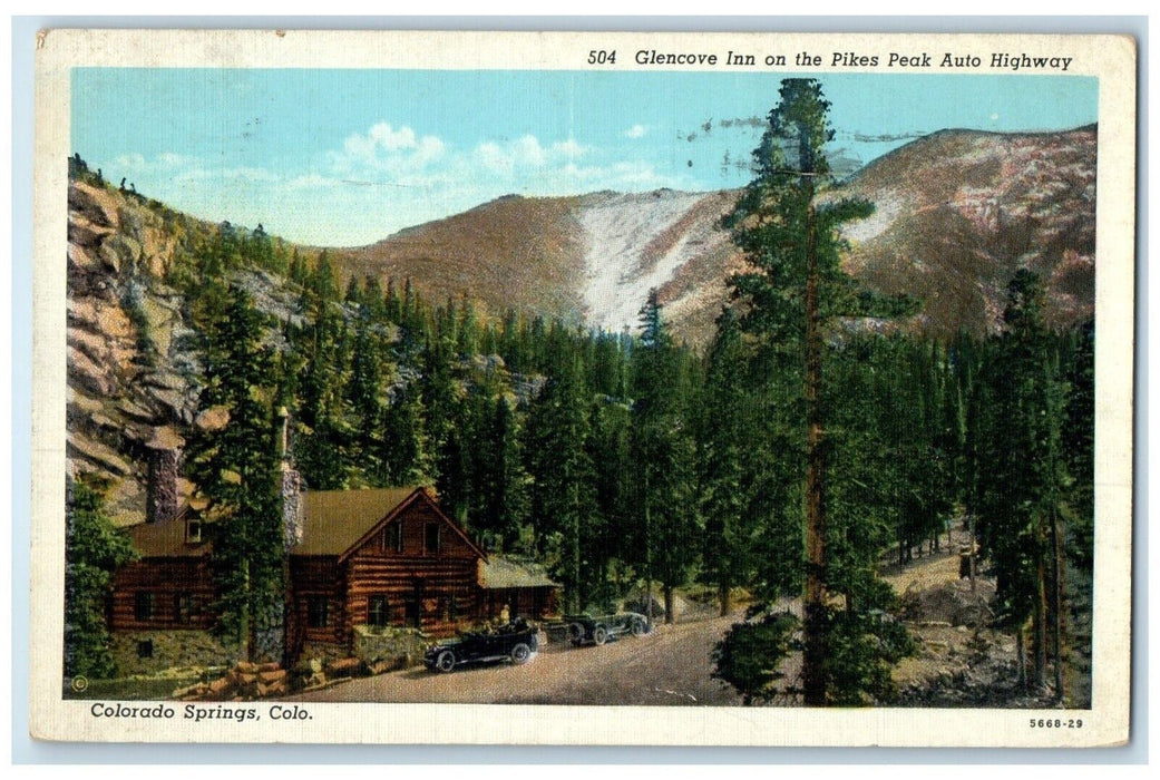 1939 Glencove Inn On The Pikes Peak Auto Highway Colorado Springs CO Postcard