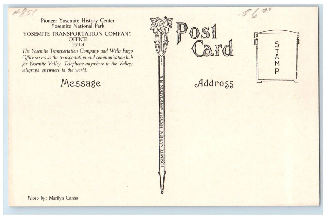 c1913 Yosemite Transportation Company Office Well National Park Center Postcard