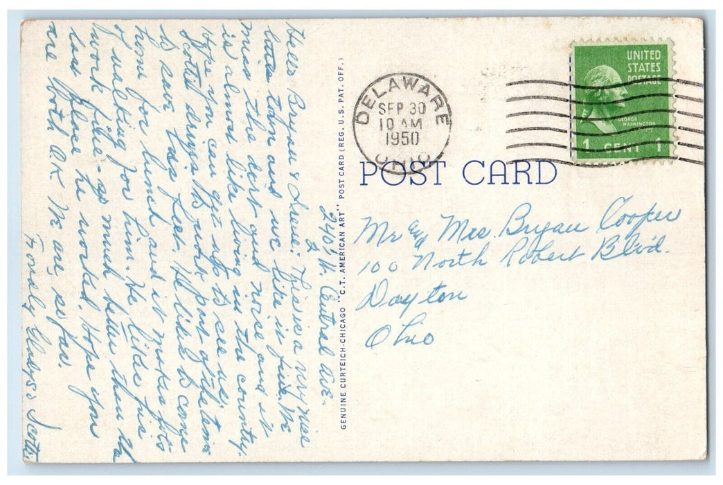 1950 View Of Perkins Observatory OWU Delaware Ohio OH Posted Vintage Postcard