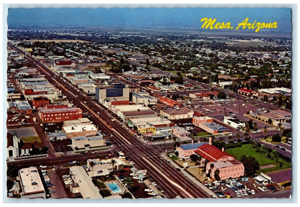 c1960 Aerial View Downtown Area Progressive Haven Mesa Arizona Vintage Postcard