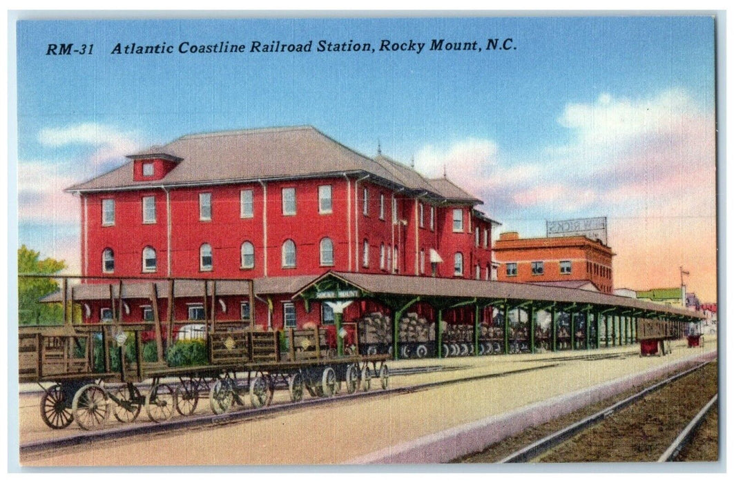 Atlantic Coastline Railroad Station Wagon Rocky Mount North Carolina NC Postcard