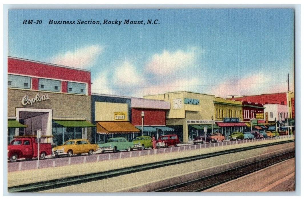 Business Section Coplons Drugs Store Cars Rocky Mount North Carolina NC Postcard