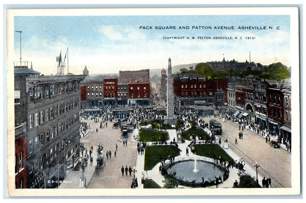 View Of Pack Square And Patton Avenue Asheville North Carolina NC Postcard