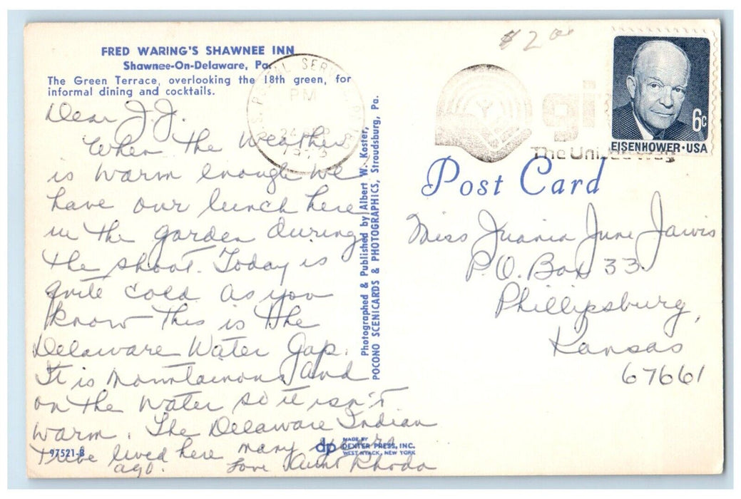 1973 Fred Waring Shawnee Inn Shawnee-On-Delaware Pennsylvania PA Posted Postcard