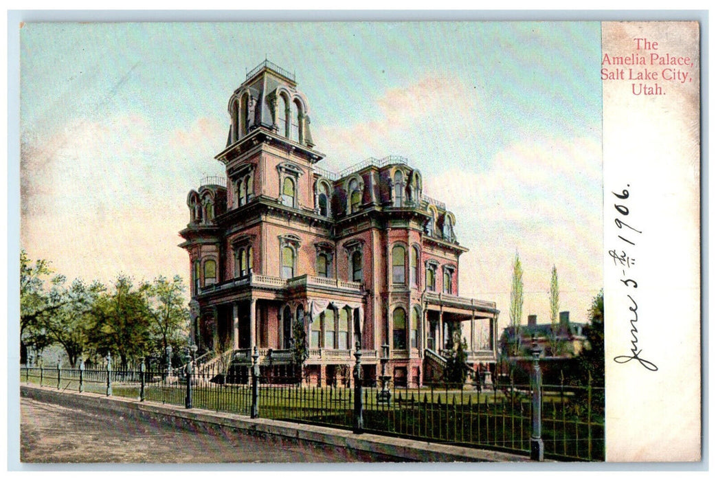 1906 The Amelia Palace Salt Lake City Utah UT Antique Unposted Postcard