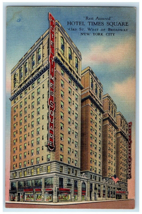 c1940's Hotel Times Square Building Street View New York City NY Postcard
