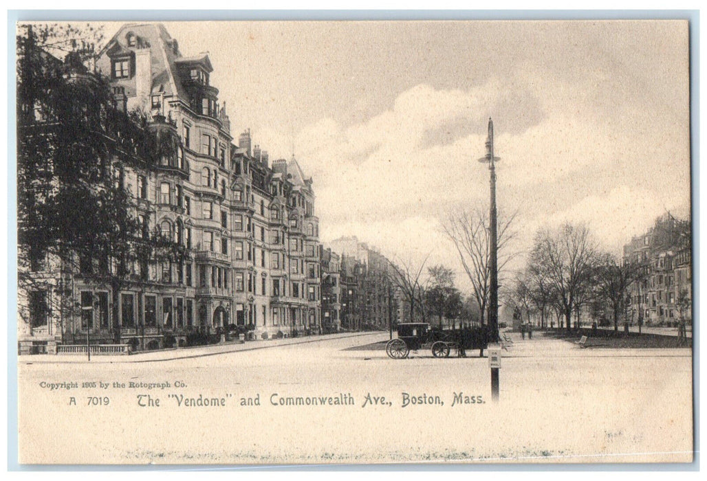 c1905 The Vendome and Commonwealth Avenue Boston Massachusetts MA Postcard