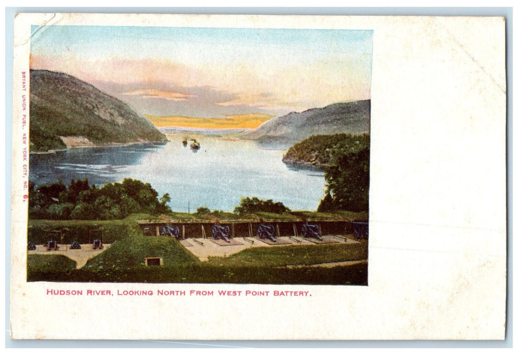 c1905 Hudson River Looking North From West Point Battery New York NY Postcard