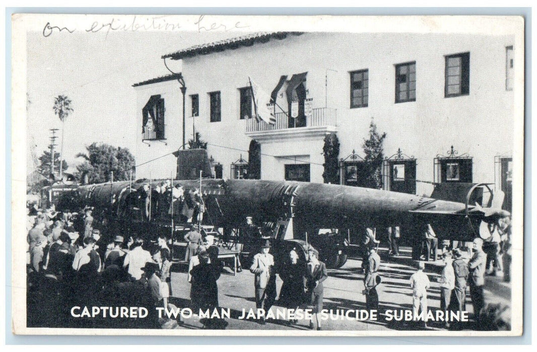 Captured Two Man Japanese Suicide Submarine WW2 Hawaii HI Vintage Postcard