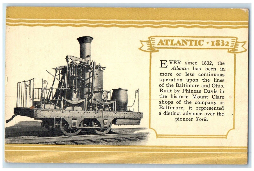 c1905 B&O Railroad 1832 Atlantic Baltimore And Ohio Train Antique Postcard